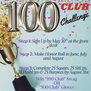 100 club challenge steps to win swag or gloves